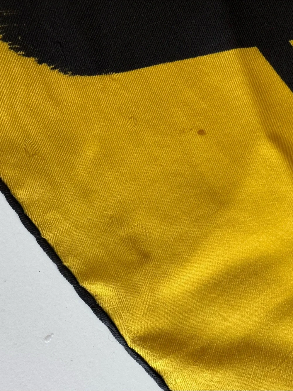 Vintage Lord & Taylor Yellow Black Brushstroke Large Square Silk Scarf